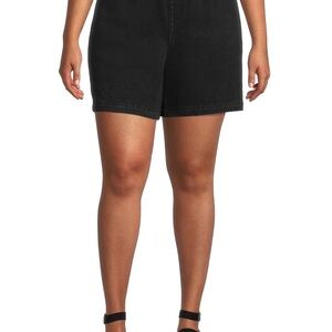 Terra & Sky Black Mid-Rise Denim Shorts